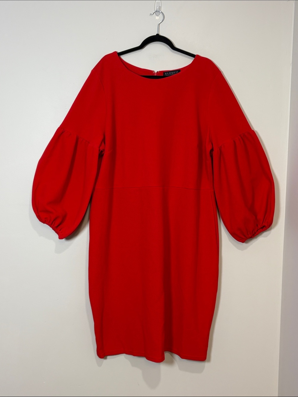 Eloquii | Red midi dress Statement Sleeves women’s size 26 stretch Holiday party